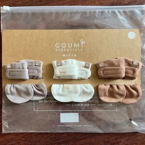 NWT Goumi Kids Baby Mitts Set Three Pack SZ 0-3 mo Pewter Dandelion High Prairie